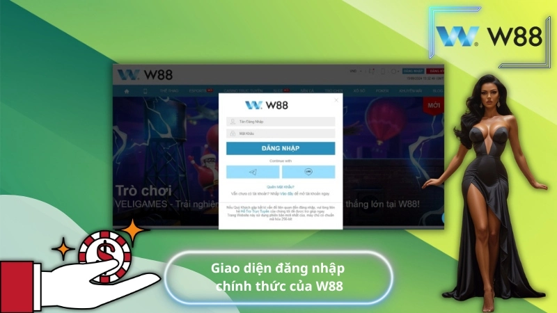 Giao diện đăng nhập chính thức của W88