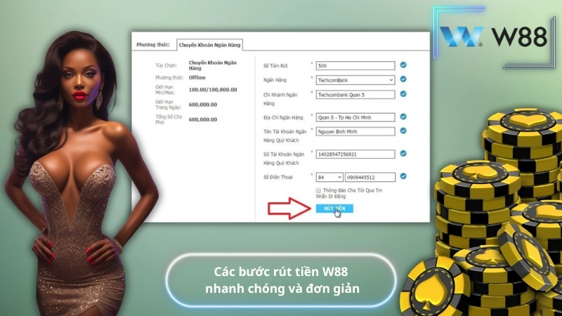 Các bước rút tiền W88 nhanh chóng và đơn giản